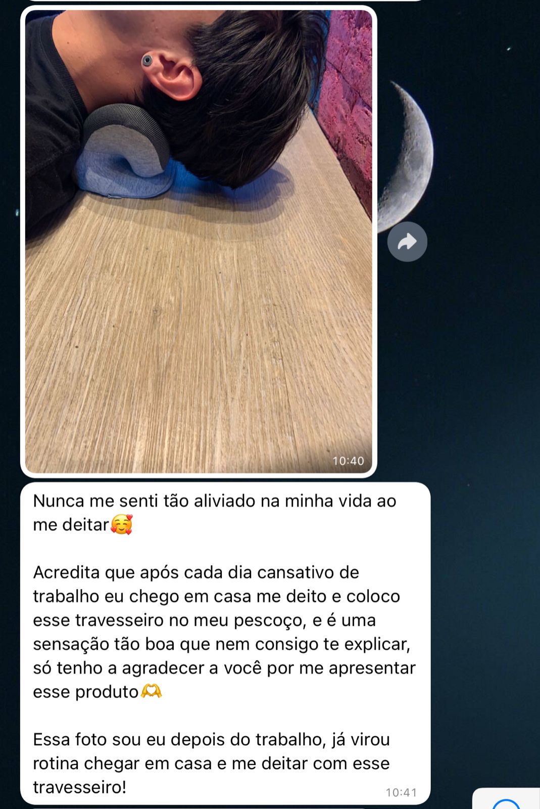 Depoimento real - Alívio após dia cansativo